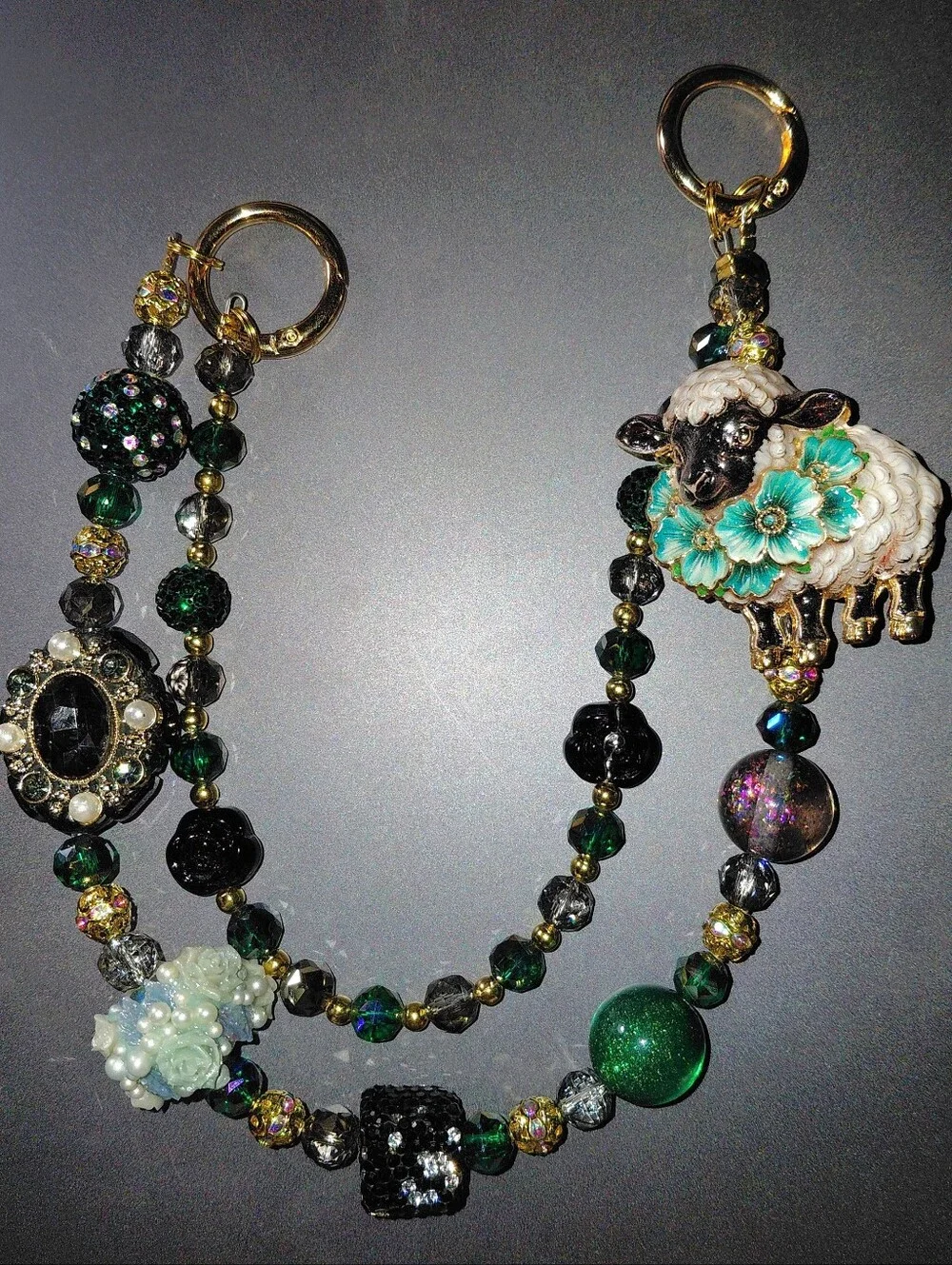 Lamb / Sheep Purse Chain or Purse Charm, Floral, Versatile
